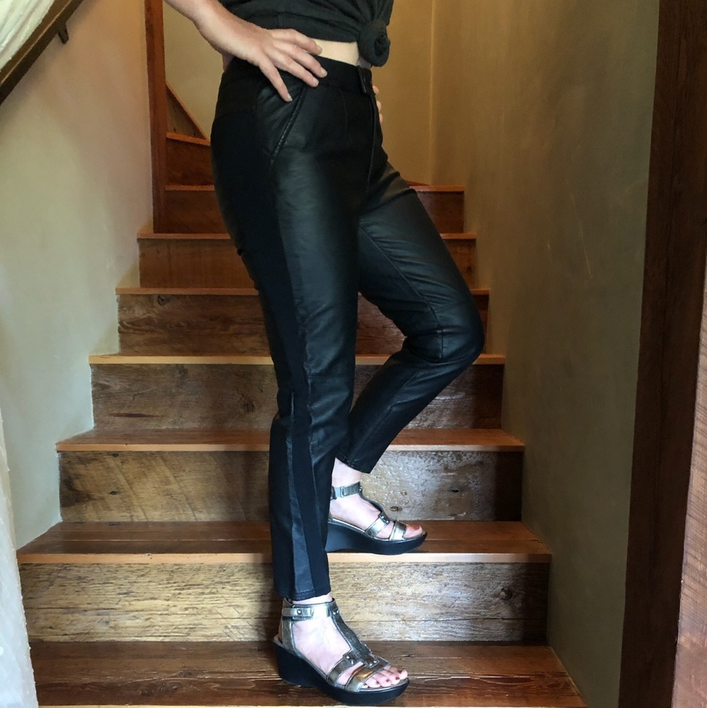 Free People faux leather pants 6 stretch panels
